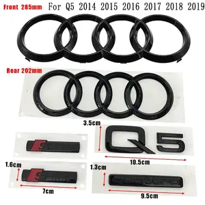 For Audi Q5 2014-2019 4Ring Logo Car Styling Grill Hood Front Rear Trunk Badge Emblem Sticker Q5 Letters Quattro S line Decals Auto Accessory