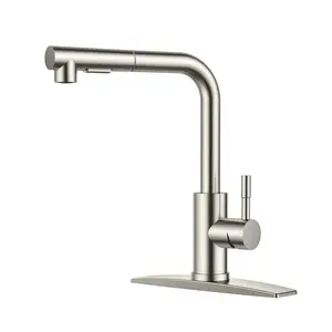 FORIOUS Kitchen Faucet with Pull Down Sprayer Brushed Nickel Stainless Steel Adjustable Single Handle Pull Out Sink Basin Faucet