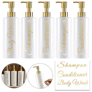 5PCS Shampoo Conditioner Dispenser Bottle With Gold Pump for Body Wash and Shampoo