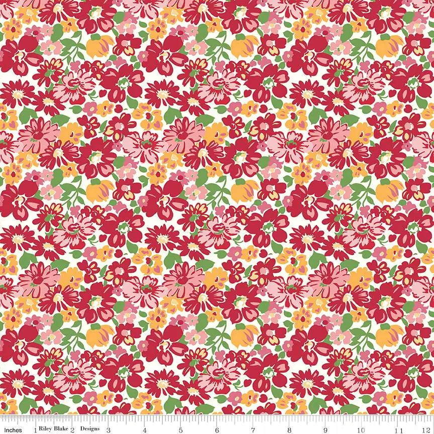 Fabric Riley Blake Red Mildred Bee Vintage by the Quarter Yard C13070-RED
