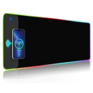 Large wireless charging RGB-lit mousepad, suitable for esports, internet cafes, and gaming. It combines RGB lighting and magnetic attachment.