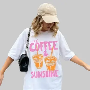 Iced Coffee And Sunshine Vintage T-shirt Iced Coffee Lover Gifts Summer Tshirt Summer Vibes Coffee Summer Vibes Tee Casual Top