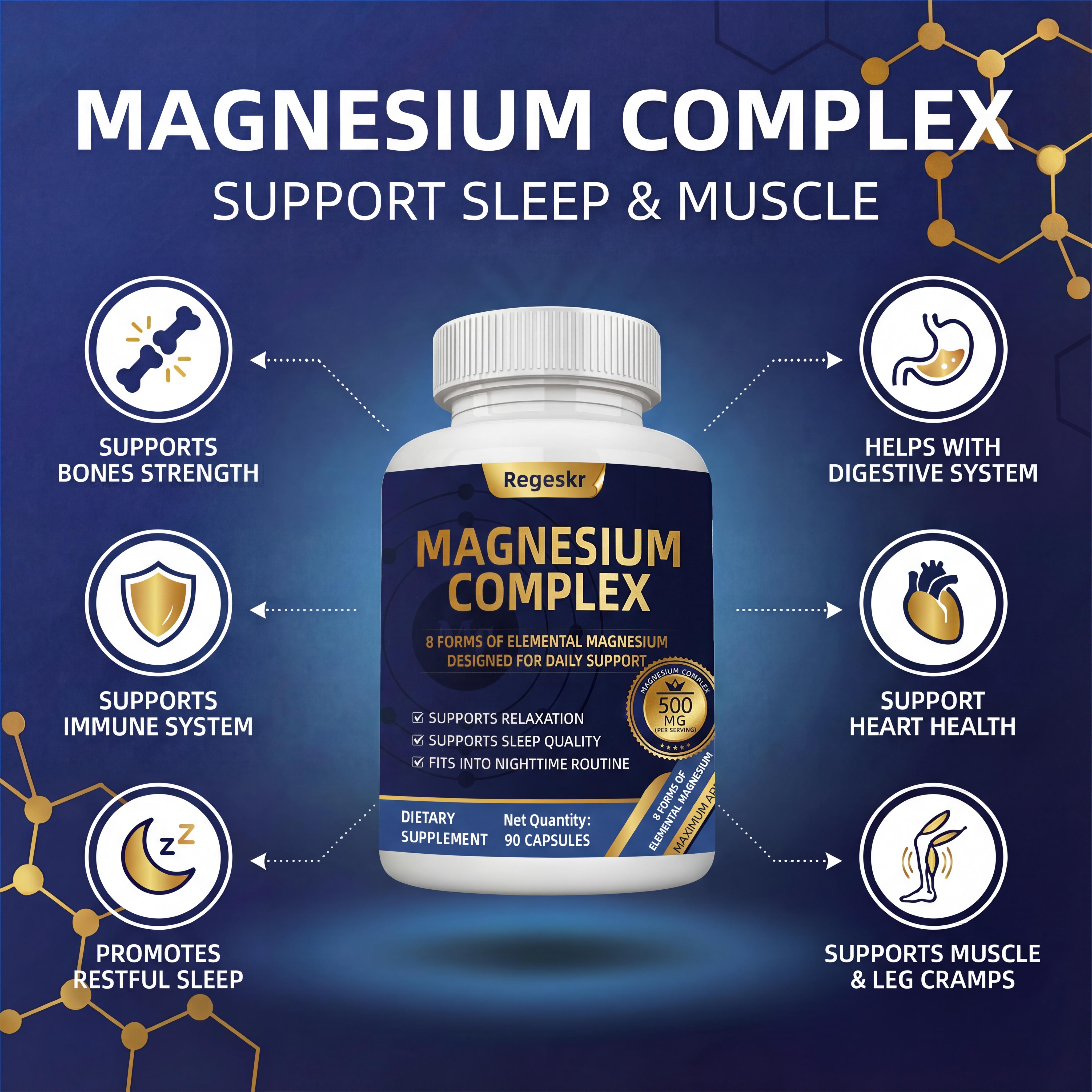 Vitality Magnesium Complex Supplement 500mg High Potency Mineral Formula for Daily Wellness & Nutritional Support