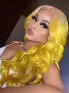 Body Wave 13×4 Transparent Lace Front Wigs Human Hair Pre Plucked 613 Yellow Color Human Hair for Wome