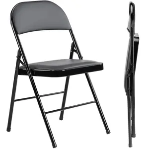 Comfortable Leather Padded Folding Chairs, Durable Metal Foldable Chairs, Ideal for Home, Parties, Easy to Use and Store