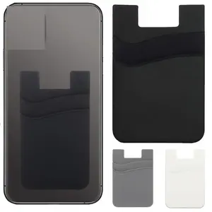 Silicone Phone Card Holder Wallet Case - Stick On Phone Pocket - Holds Cards & Coins - Gift for Father & Boyfriend