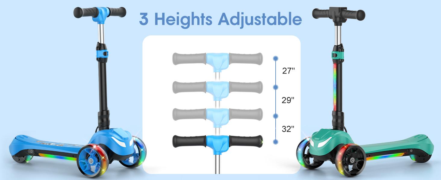 【Kids Love It!】3-Wheel Electric Scooter for Kids Ages 3-8, Electric Kick Scooter with 2 Speed Settings, Long Battery Life, Bluetooth Speaker, Flashing LED Wheels, Lightweight & Stable for Boys Girls