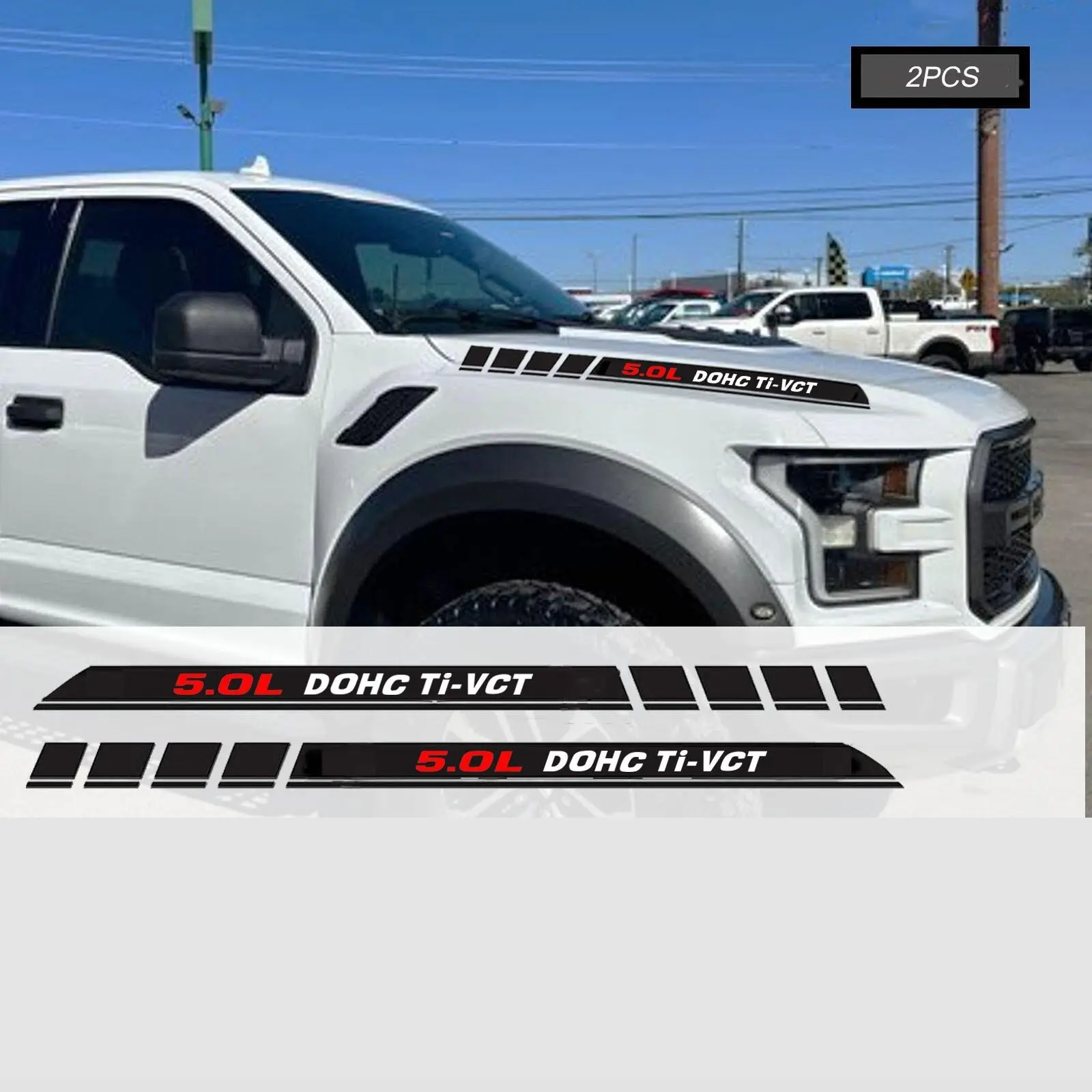 5.0L DOHC Ti-VCT Hood Decals Emblem for Ford F150 Pickup Truck 2PCS Car Sticker