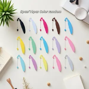 5/10pcs Colorful Beaded Feather Bookmarks, Plastic Material, Perfect for Jewelry Making, Unique Personalized Bookmarks Set