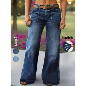 Women's Loose Straight Leg Denim Jeans, Comfortable Casual Style, Perfect for Daily Wear and Outdoor Activities, T-chic