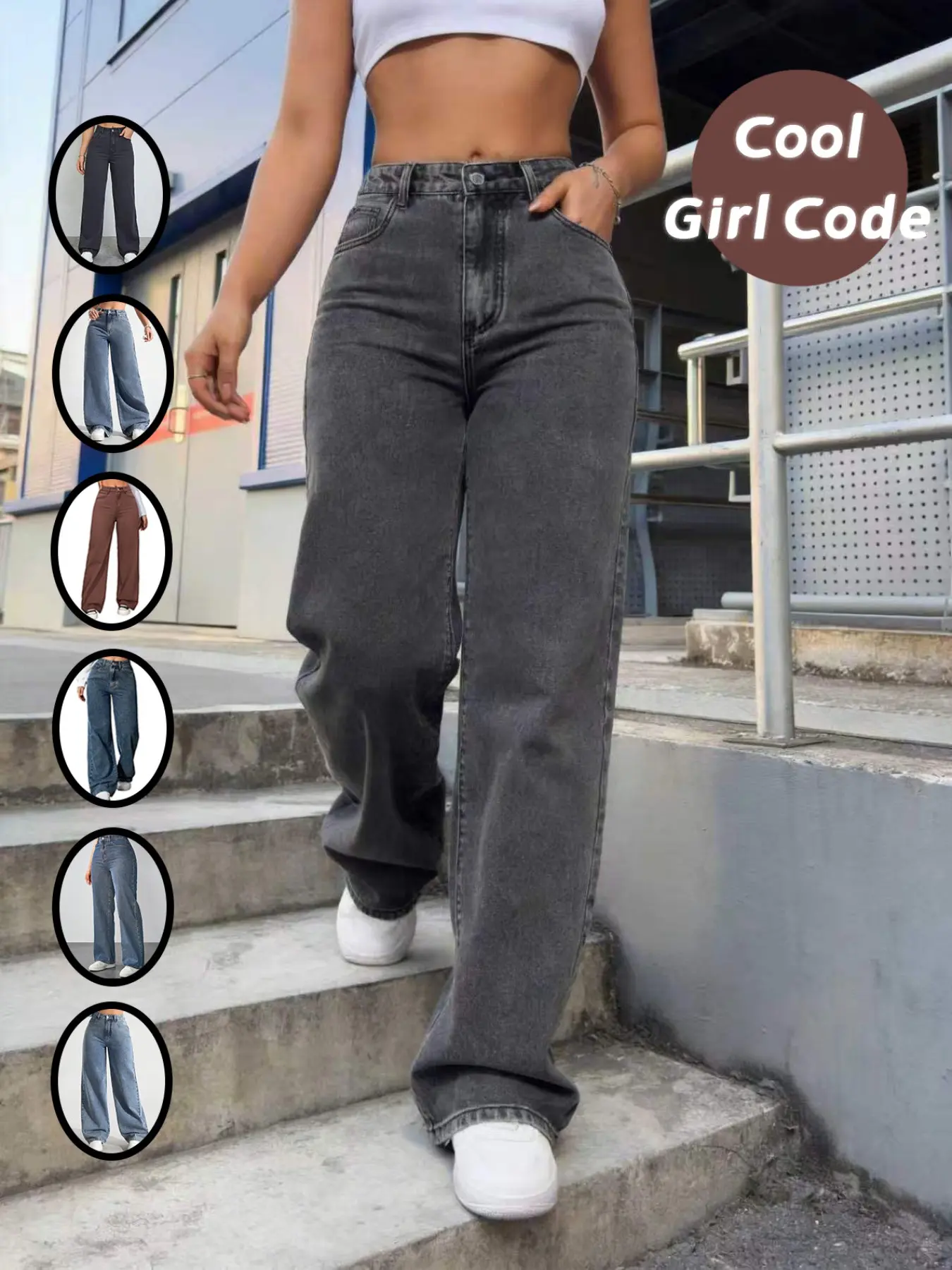 Women's Straight Leg Loose Fit Basic Denim Jeans, Mid-Waist Wide-Leg Boyfriend Pants, Breathable Comfort, Trendy Versatile, Valentine's Day Gift, Streetwear