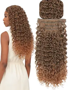 20-Inch 4-Piece Curly Hair Extensions Set, Natural Fashion Women Synthetic Wig Patch, Long Wavy Hairpiece for Daily Use, Synthetic Hairpieces