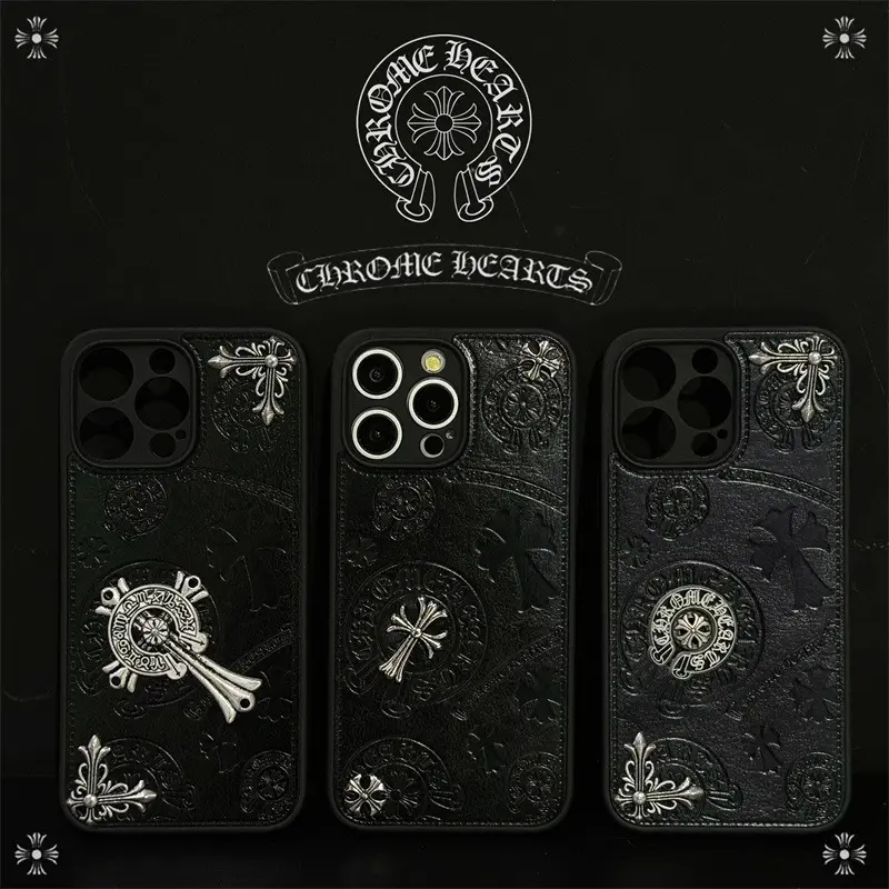 Retro Embossed Cross Totem Phone Case with Detachable Metal Finger Ring, Y2K Aesthetic Cellphone Cover