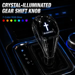 DYUHOP LED Crystal Gear Shift Lever, 7-Color RGB Automatic Transmission Knob - Rechargeable Car Interior Atmosphere Lamp for Vehicle Modification