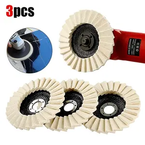 3 pieces Upgraded Wool Felt Polishing Wheel with Cloth Cover | Smooth Flat Sturdy No Fading, Better Than Paper Cover | 4.5"&5'' Angle Grinder Buffing Pad Car Polisher Tool for Car Paint Metal Stainless Steel Marble Polishing Wool Polishing Wheels