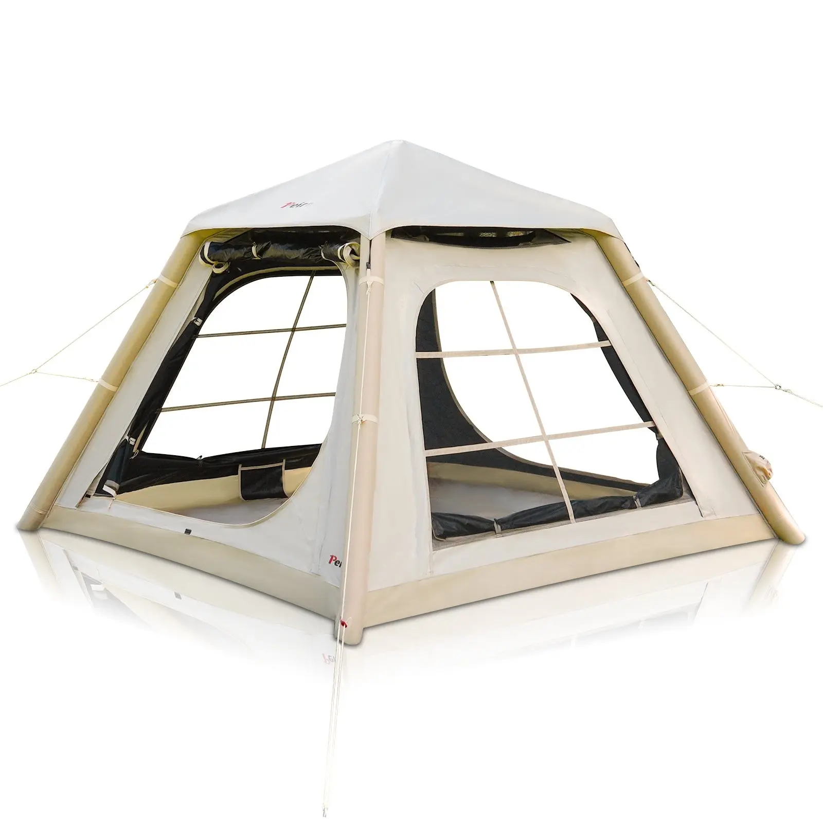 Peirhw Yunyi 22-Inch Inflatable Tent, Waterproof Air-Frame Shelter with Mesh Windows, Easy-Inflate Setup, Includes Pump for Outdoor Camping & Hiking, Fits 3-5 Ppl with Spacious Room