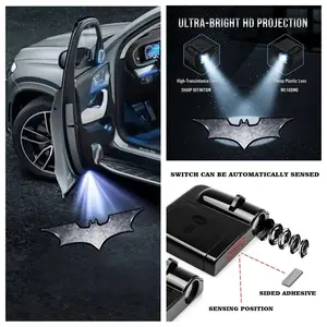 2PCS Batman Logo Car Door Projector Light, No-Drill Adhesive Ambient Lamp, Universal Fit for All Cars, Car Styling Accessory