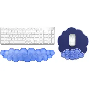 Gel Cloud Keyboard and  Wrist Rest, Cute Wrist Support and Arm Support Rest for Typing ,Suitable for Office//Laptop/Gaming Set-Blue