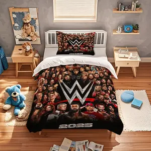 WWE All Person Commemorative Duvet Cover WWE Theme (Including 1 Duvet Cover And 1 Or 2 Pillowcases), Bedding Set, Suitable For Decorating Bedrooms And Dormitories For Teenagers And Adults, Perfect Gift For Fans