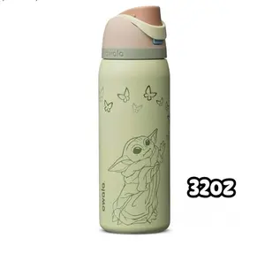[New] Grogu Owala 32Oz FreeSip Sway Insulated Stainless Steel Water Bottle with Two-Way Spout, Built-In Straw and Bucket Handle, Made for Travel, School, and Sports, 30oz, BPA Free, Leak Proof, GroGu BPA-Free Sports Water Bottle