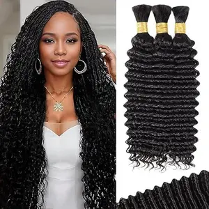 GK Deep Wave Bulk Human Hair for Braiding 120g 18 Inch 1 Bundles/Pack Human Braiding Hair for Boho Braids Knotless  Water Wave Curly Human Hair for Boho Knotless Braids Human Hair Bundles
