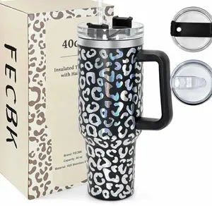 Premium 40 Oz Tumbler with Handle and Straw, 100% Leak-Proof Travel Mug, Stainless Steel - Available Now