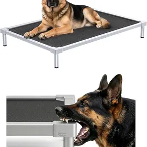 Elevated Dog Bed Medium Size Dog, Chew Proof Aluminum Alloy Heavy Duty Dog Supplies Cooling Raised Pet Cot Indestructible with Anti-Rust Washable Assembly for Crate Outdoor-40.6"x 28.7" x 7"