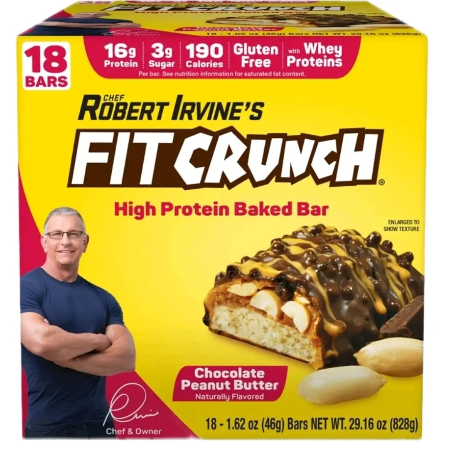 FITCRUNCH High-Protein Bars - 16g Protein, Chocolate Peanut Butter Flavor, 1.62 oz Each, 18-Count Pack