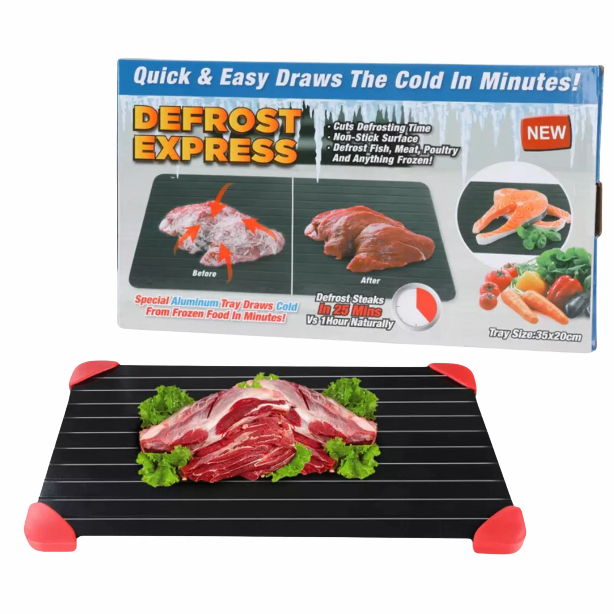 Defrosting Tray for Frozen Meat, Quick Thaw Tray Aluminum, Meat Thawing Plate, BBQ & Grilling Accessories Kitchen Gadget