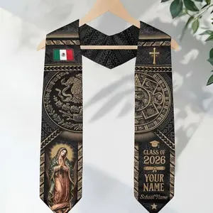 Custom Name & School Mexican Graduation Stole, Mexican Flag Graduation Sash, Mexico Stole Class of 2026, Aztec Pattern Sash Senior Grad Gift