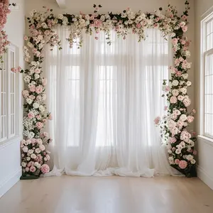 2Pcs, white tulle for party decorations, for Christmas/New Year's parties, photography venue setups, commercial event backdrops, Wedding arched backdrop, wedding ceremony table and chair backs, home garden/archway decorations, 63 inches/302cm