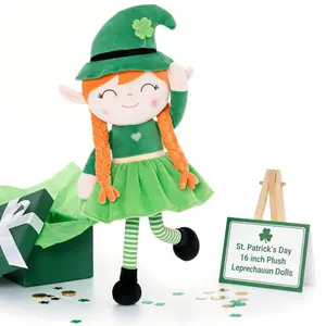 Gloveleya Leprechaun Doll St Patricks Day Green Doll Plush 16 Inch Soft Collectible Lucky Toy St Patricks Day Gift for Kids Girls and Boys