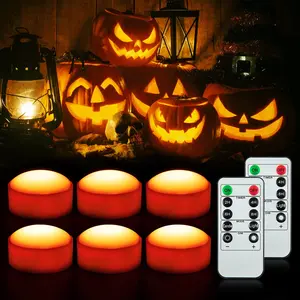 Garvee LED Flameless Pumpkin Lights with Remote,Flickering Jack-O-Lantern Lights with Timer,Battery Operated Dimmable Halloween Candle Light for Halloween Indoor/Oudoor Decorations,6 Packs