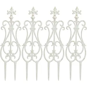 Decorative Cast Iron Flower Bed Fence, 28" Tall  Garden Edging Border, 4 Pack Heavy Duty Landscape Picket Fence Panels, Outdoor  Support Garden Stake, Victorian Yard Lawn Decor
