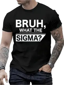 100% Cotton Bruh What The Sigma Meme Funny Teens Boys  Sigma Male T-Shirt