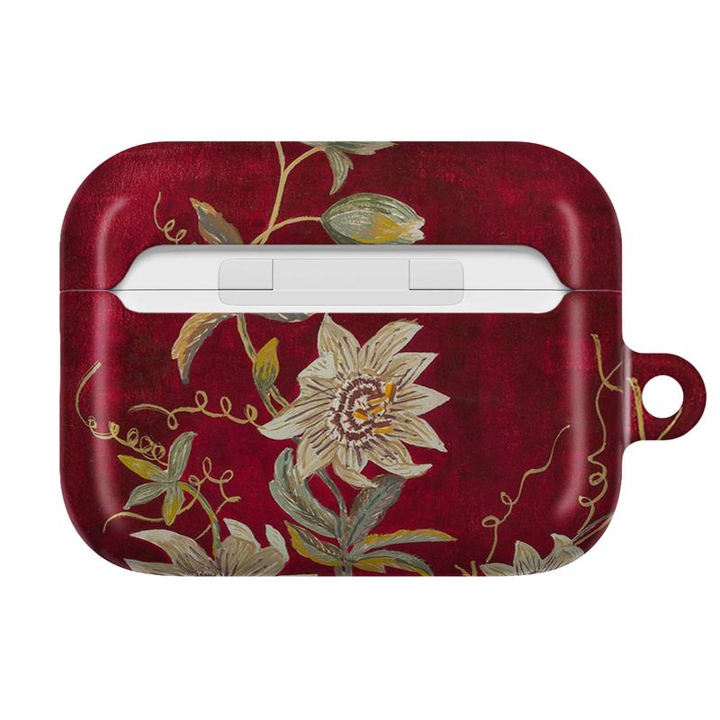 Dark Romantic Floral AirPods Case – Luxury Botanical Aesthetic AirPod Cover for AirPods 4 3 2 1 & AirPods Pro 3 2 1 – Elegant Red Flower AirPods Case, Dark Academia Aesthetic, Elegant Burgundy Flower Art, Vintage Gift for Her Women Girls