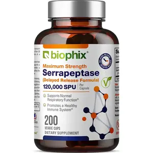 Biophix Serrapeptase 120000 SPU Maximum Strength 200 Veggie Caps - Inflammation Detoxification Joint Health Immune Support