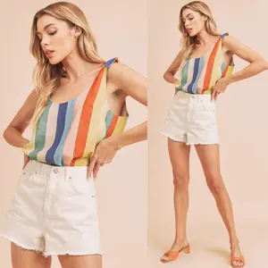 Palmer Striped Pattern Tank | Women's Spring and Summer Top | Colorful Vibrant Trendy Shirt