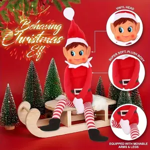 Naughty Christmas Elf Decoration, Long Curved Naughty Elf Figure, Unique Holiday Gift Idea, Festive Home Decor (42cm)