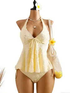 Women's Elegant Tankini Swimsuit, Fashionable Two-Piece Swimwear, Ultra-Soft Beachwear, Ideal for Pool Parties & Vacation Getaways