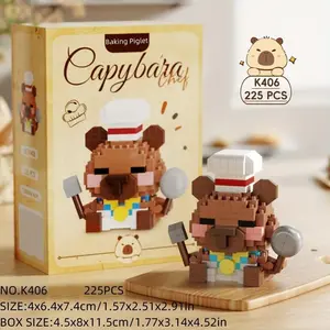 Capybara Chef Micro Building Blocks Set,  Cute Baking Piglet Mini Bricks Model, DIY Animal Puzzle Toy Gift for Kids & Adults