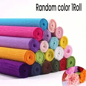 Thickened Floral Wrinkle Paper Roll, Colorful Whole Roll, 10 Wire Stems, Ideal for Flower Making, Origami, Party Decorations