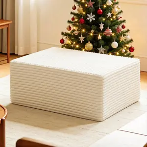 【Mother's Day Gift】UTUHMWM 35.4"Plush Corduroy Cloud Velvet Boneless Ottoman for Sofa Couch, Ottoman Foot Rest, End of Bed Bench, No Assembly Required tool-free for Living Room, Bedroom, Entryway