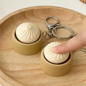 Steamed Bun Squishy Fidget Toy Keychain – Cute Baozi Stress Relief Squeeze Toy, Mini Decompression Gadget Bag Pendant Keychain for Kids Adults, Birthday Easter Gift