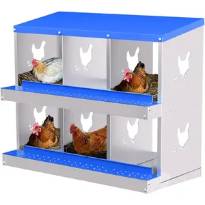 Galvanized Chicken Nesting Box, Roll Away Egg Collection, Rustproof Hen Laying Boxes with Legs, Ventilated & Easy Install, Premium Poultry Nest for Chicken Coop/Duck House + Fake Training Eggs