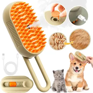 2026 New Version toothed Comb & Spray Cat Steam Brush for Shedding with Foldable Handle 4 in 1 Rechargeable Steam Brush for Cats and Dogs, Pet Spray Grooming Tool for Hair Removal & Massage Grooming Accessories Deshedding Vacuum Brush Self Grooming Brush