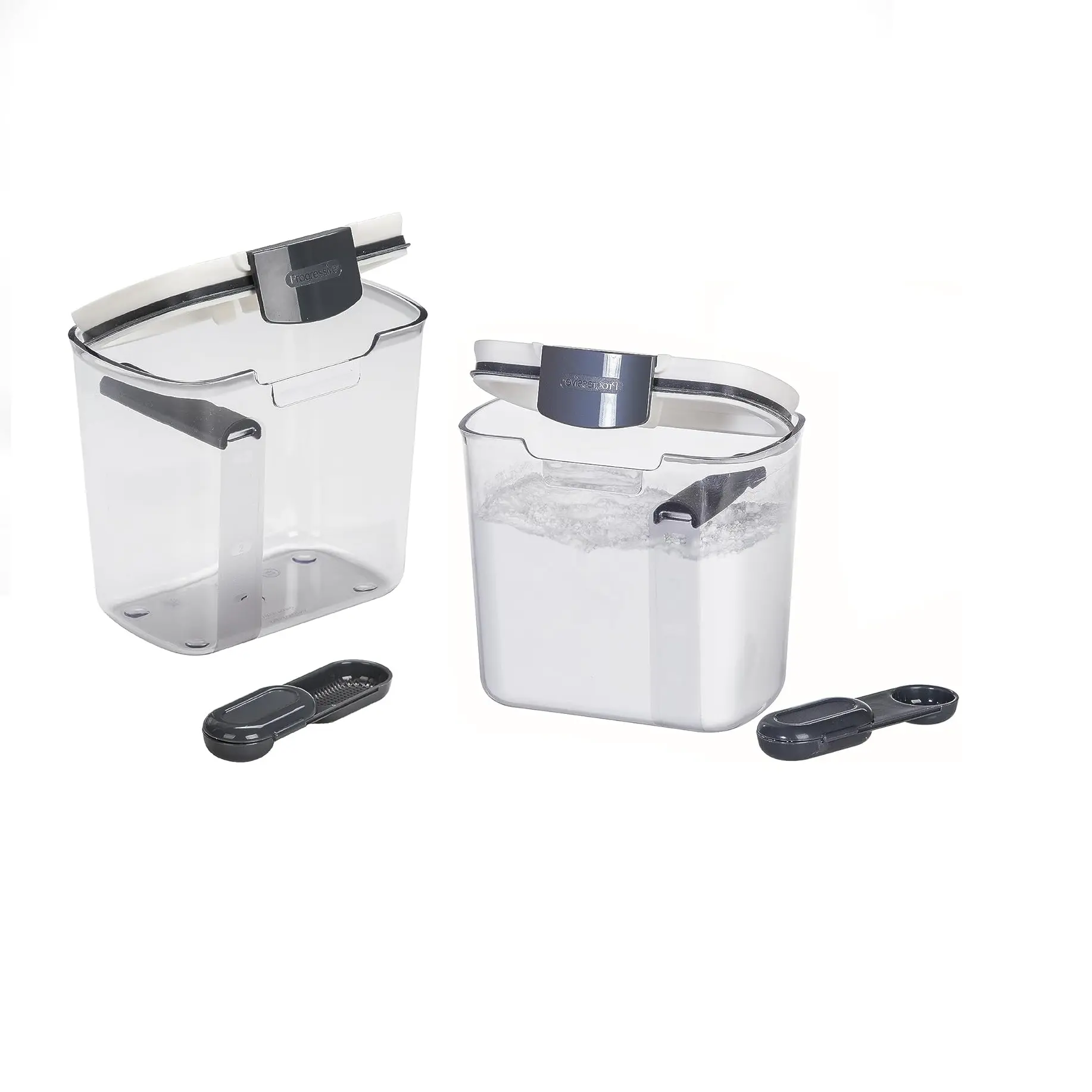 Progressive International Prepworks ProKeeper 2- Piece Kitchen Clear Food Baker's Kitchen Storage Organization Canister Set (Powdered Sugar 1.4-Quart)