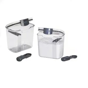 Progressive International Prepworks ProKeeper 2- Piece Kitchen Clear Food Baker's Kitchen Storage Organization Canister Set (Powdered Sugar 1.4-Quart)