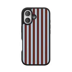 Casely iPhone 16 Case | Sunday in Brooklyn | Blue Stripes | Align Soft-Touch Flexible Bumper Case | Compatible with MagSafe