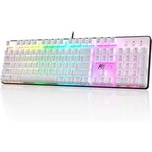 920 Full Size Mechanical Keyboard, Rainbow Backlit Gaming Keyboard, 104  Wired Mechanical Keyboard with Number Pad, Tactile Brown